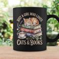 Just A Girl Who Loves Cats And Books Reading Librarian Graphic Print Coffee Mug Gifts ideas Just A Girl Who Loves Cats And Books Reading Librarian Graphic Print Coffee Mug Gifts ideas