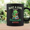 Just a Girl Who Loves Dragons & Books Book Lover Kids Nerd Graphic Print Coffee Mug Gifts ideas