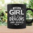 Just a Girl Who Loves Dragons & Books Book Lover Women Nerd Graphic Print Coffee Mug Gifts ideas