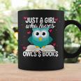 Just A Girl Who Loves Owls And Books Cute Bookworm Graphic Print Coffee Mug Gifts ideas