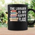 The Library Is My Happy Place Book Lover Tshirt Graphic Print Coffee Mug Gifts ideas