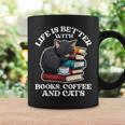 Life Is Better With Books Cats & Coffee Librarian Book Lover Graphic Print Coffee Mug Gifts ideas Life Is Better With Books Cats & Coffee Librarian Book Lover Graphic Print Coffee Mug Gifts ideas