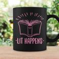 Lit Happens Book Reading Literary English Teacher Librarian Graphic Print Coffee Mug Gifts ideas