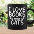 I Love Books And Cats Book Lover Graphic Print Coffee Mug Gifts ideas