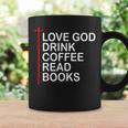 Love God Drink Coffee Read Books Lover Jesus Cross Christian Graphic Print Coffee Mug Gifts ideas
