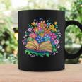 Open Book Surrounded By Colorful Spring Flowers Bloom Graphic Print Coffee Mug Gifts ideas