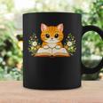 Orange Cat Reading Book Flowers Graphic Print Coffee Mug Gifts ideas Orange Cat Reading Book Flowers Graphic Print Coffee Mug Gifts ideas