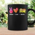 Peace Love Books Reader Librarian Library Book Graphic Print Coffee Mug Gifts ideas