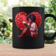 Pretty Girl With Book And Hearts For Valentine's Day Graphic Print Coffee Mug Gifts ideas