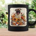 Pug Reading Books Sunflowers With Coffee Lover Owner Graphic Print Coffee Mug Gifts ideas