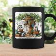 Raccoon Family Reading Around Treetop Home Books Adventure Graphic Print Coffee Mug Gifts ideas