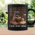 Raccoon I Live Here Now Book Lover Racoon Reading Book Graphic Print Coffee Mug Gifts ideas