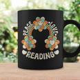 Rainbow Groovy Book Lover Outfit Hippie Peace Love Reading Graphic Print Coffee Mug Gifts ideas