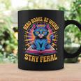 Read Books Be Weird Stay Feral Cat Groovy Graphic Print Coffee Mug Gifts ideas