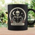 The Reader Tarot Skeleton Gothic Bookish Book Reading Lover Graphic Print Coffee Mug Gifts ideas