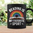 Reading Is My Favorite Sport Book Lover Saying Rainbow Graphic Print Coffee Mug Gifts ideas