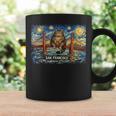 San Francisco Cat Golden Gate Bridge Starry Night Book Lover Graphic Print Coffee Mug Gifts ideas