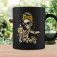 Skeleton Girl Drinking Coffee Bow Sunflower Book Lover Graphic Print Coffee Mug Gifts ideas
