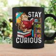 Stay Curious Monkey Reading Book Lover Bookworm Graphic Print Coffee Mug Gifts ideas