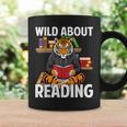 Tiger Reading Book Wearing Glasses Library Animal Graphic Print Coffee Mug Gifts ideas