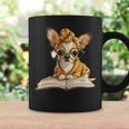 Tiny Puppy Open Book Reading Dog Lover Graphic Round Glasses Graphic Print Coffee Mug Gifts ideas