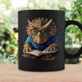 Triceratops Dinosaur Reading Book Nerd Graphic Print Coffee Mug Gifts ideas