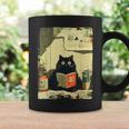 Vintage Japanese Cat Book Lovers Librarian Cat Dad Teacher Graphic Print Coffee Mug Gifts ideas