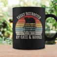 Vintage Retro Easily Distracted By Cats And Books Cat Graphic Print Coffee Mug Gifts ideas
