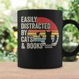 Vintage Retro Easily Distracted By Cats And Books Graphic Print Coffee Mug Gifts ideas