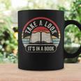 Vintage Retro Take A Look It's In A Book Bookworm Reading Graphic Print Coffee Mug Gifts ideas