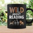 Wild About Reading Retro Animal Book Lover Librarian Teacher Graphic Print Coffee Mug Gifts ideas