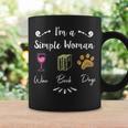 I Like Wine Reading Books And My Dog I'm A Simple Woman Graphic Print Coffee Mug Gifts ideas I Like Wine Reading Books And My Dog I'm A Simple Woman Graphic Print Coffee Mug Gifts ideas