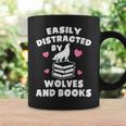 Women's Easily Distracted By Wolves And Books – Book & Wolf Lover Graphic Print Coffee Mug Gifts ideas