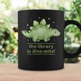 Women's The Library Is Dino-Mite Stegosaurus Reading Kids Book Graphic Print Coffee Mug Gifts ideas