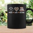 Women's Peace Love Reading Book Reader Book Lover Vintage Bookworm Graphic Print Coffee Mug Gifts ideas