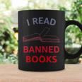 Women's I Read Banned Books Bluegrey-Red Literature Activist Graphic Print Coffee Mug Gifts ideas