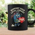 Women's Support Your Local Library Staff Retro Book Mascot Graphic Print Coffee Mug Gifts ideas