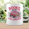 Books Are My Love Language Retro Bookworm Flowers Valentine Graphic Print Coffee Mug Gifts ideas