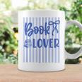 Coquette Book Lover Preppy Blue Stripes Bookworm Reading Graphic Print Coffee Mug Gifts ideas