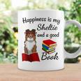 Cute Happiness Is Sheltie And Books Sheltie Mom Graphic Print Coffee Mug Gifts ideas