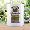 Cute Pug Dog Reading Book On Pile Of Books Graphic Print Coffee Mug Gifts ideas