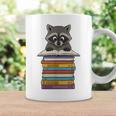 Cute Raccoon Reading On Pile Of Books Graphic Print Coffee Mug Gifts ideas