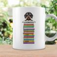Cute Wiener Dog Dachshund Reading On Pile Of Books Graphic Print Coffee Mug Gifts ideas