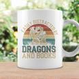 Easily Distracted By Books & Dragons Bookworm Reading Graphic Print Coffee Mug Gifts ideas