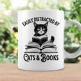 Easily Distracted By Cats And Books Book And Cat Lover Premium Tri-Blend Graphic Print Coffee Mug Gifts ideas
