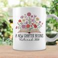 Floral Book A New Chapter Begins Retired 2026 Retirement Graphic Print Coffee Mug Gifts ideas