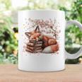 Fox And Book Lover Graphic For Women And Spring Pink Flower Graphic Print Coffee Mug Gifts ideas