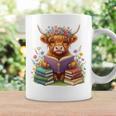 Highland Cow Book Floral Bookworm Librarian Cute Easter Day Graphic Print Coffee Mug Gifts ideas