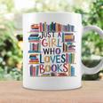 Just A Girl Who Loves Books Bookshelf Female Book Lovers Graphic Print Coffee Mug Gifts ideas