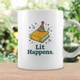 Lit Happens Book Party Hat Confetti Literary Pun Graphic Print Coffee Mug Gifts ideas